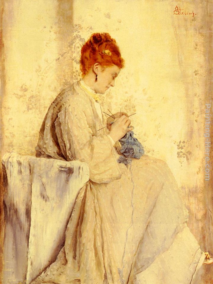 La Tricoteuse painting - Alfred Stevens La Tricoteuse art painting